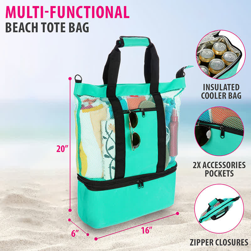 Strandtasche mit großer Kapazität, wasserdicht, sanddicht, Pooltasche mit Kühlfach