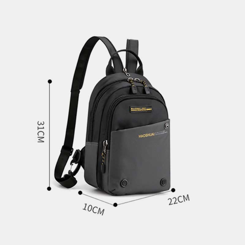 Schultertasche für Herren, lässig, wasserdicht, verstellbare Reißverschlussgurte, Rucksack