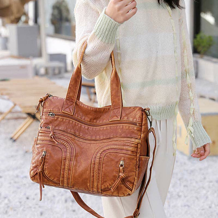 Retro-Tragetasche aus Kunstleder für Damen, Schultertasche mit Crossbody-Gurt