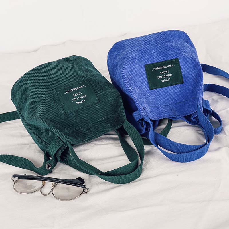 Top-Griff-Tasche für Frauen im Retro-Stil, literarische Cord-Canvas-Handtasche