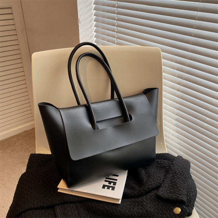 Clamshell Tote für Frauen Große minimalistische Leder Büro Pendler Geldbörse