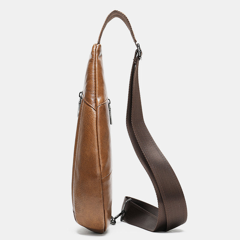 Schultertasche aus echtem Leder mit mehreren Taschen