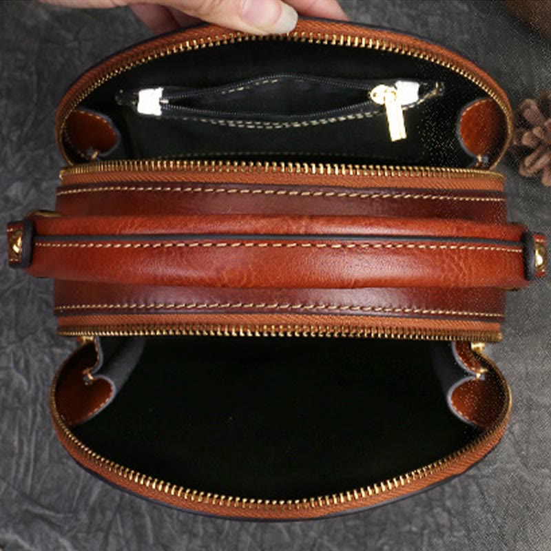 Retro Hase Prägung Handtasche Folk Custom Crossbody Leder Geldbörse