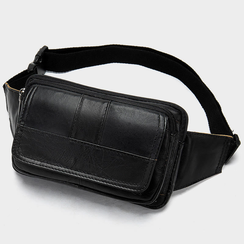 Hüfttasche für Herren, Rindsleder, Outdoor, Laufen, Umhängetasche