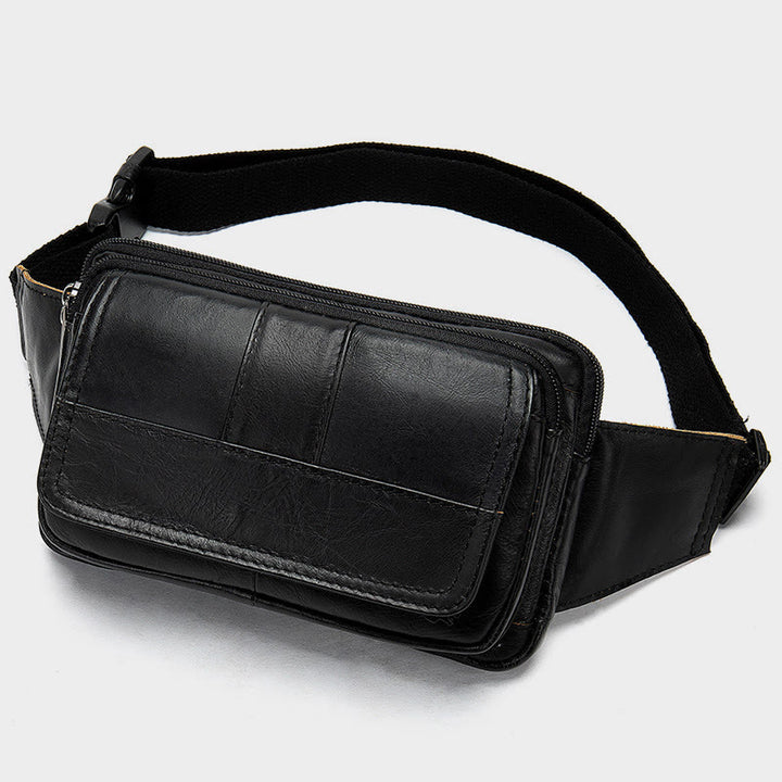 Hüfttasche für Herren, Rindsleder, Outdoor, Laufen, Umhängetasche