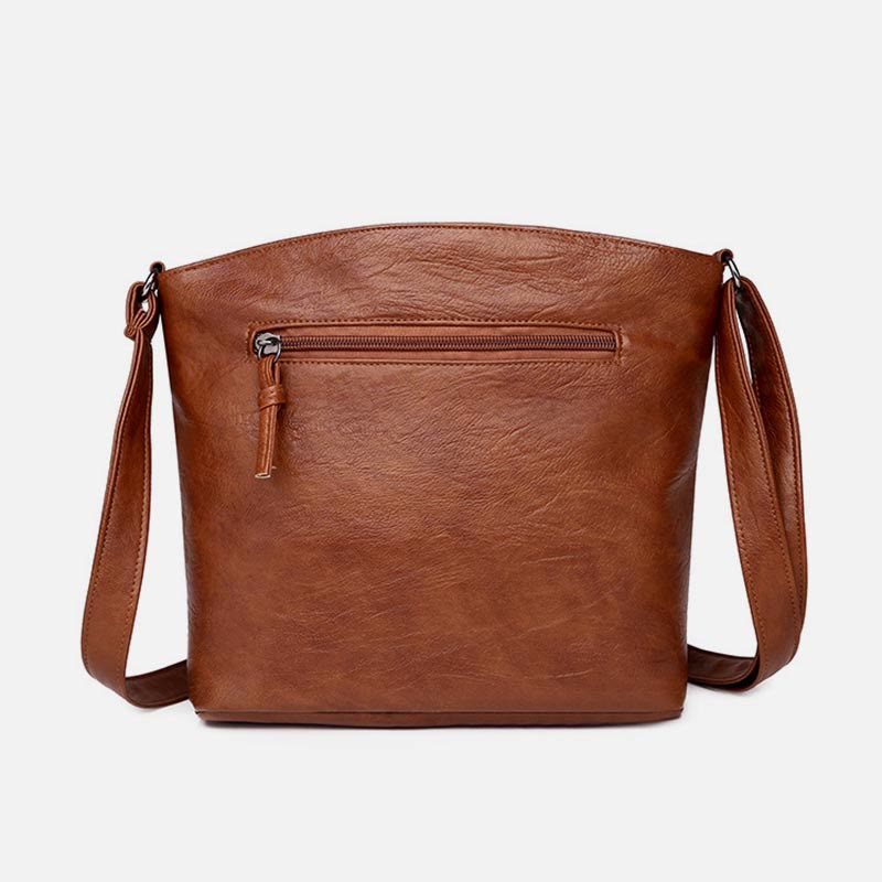 Minimalistische Kunstleder Geldbörse Dreilagig Vintage Damen Umhängetasche