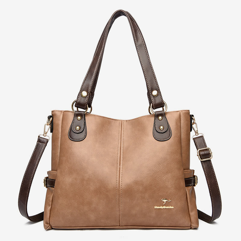 Helle Farbe Handtasche Tote Frauen Dating Große Umhängetasche Leder Geldbörse - Kräftiges Holz - image 15