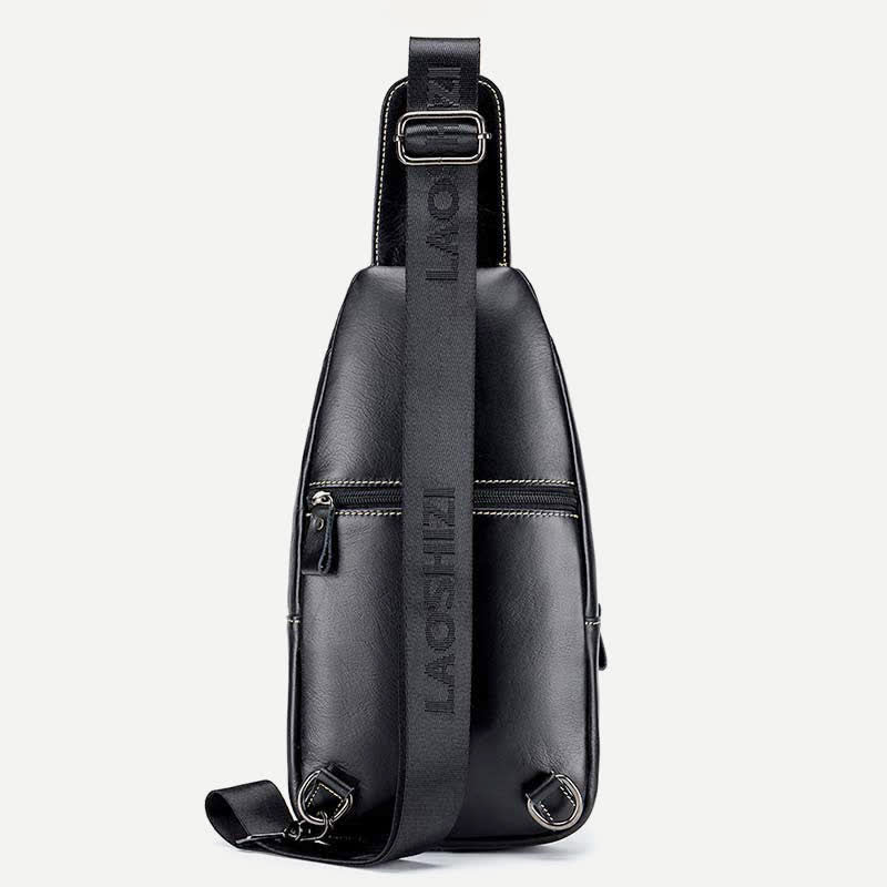 Rindsleder Leder wasserdicht Casual Sling Bag Daypack Schulter Brust Tasche