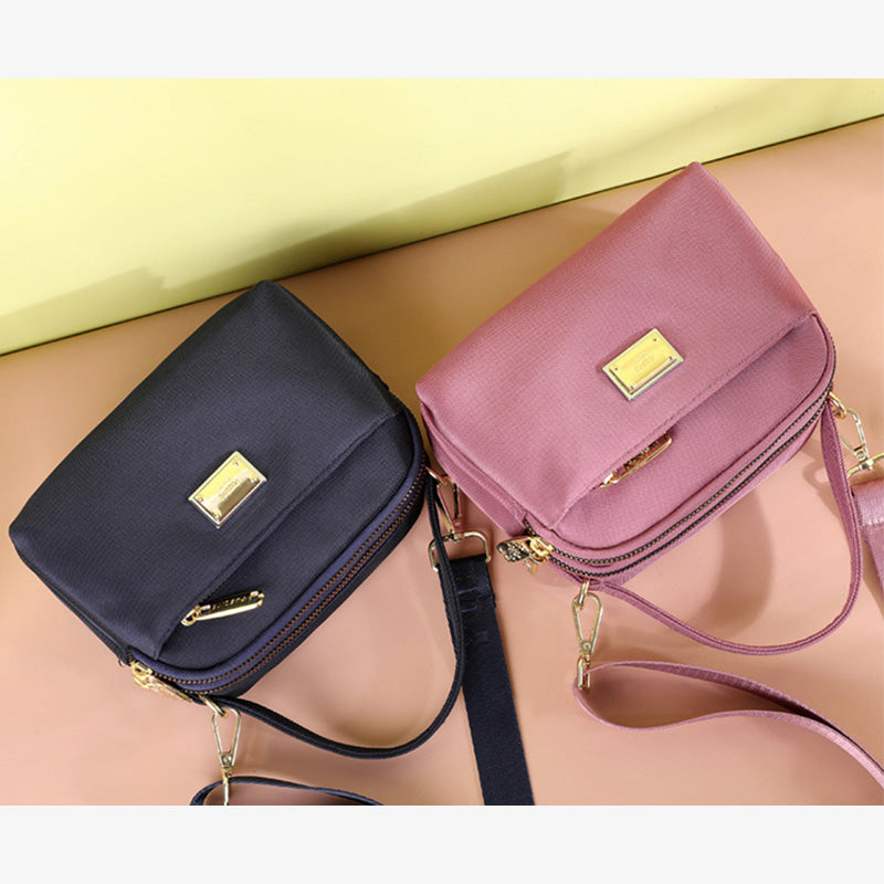 Leichte Umhängetasche aus Nylon mit mehreren Taschen für Damen, 3-lagig