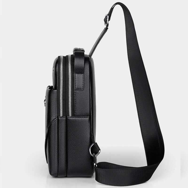 Herren Leder Sling Rucksack Brust Crossbody Schultertasche für Reisen Wandern