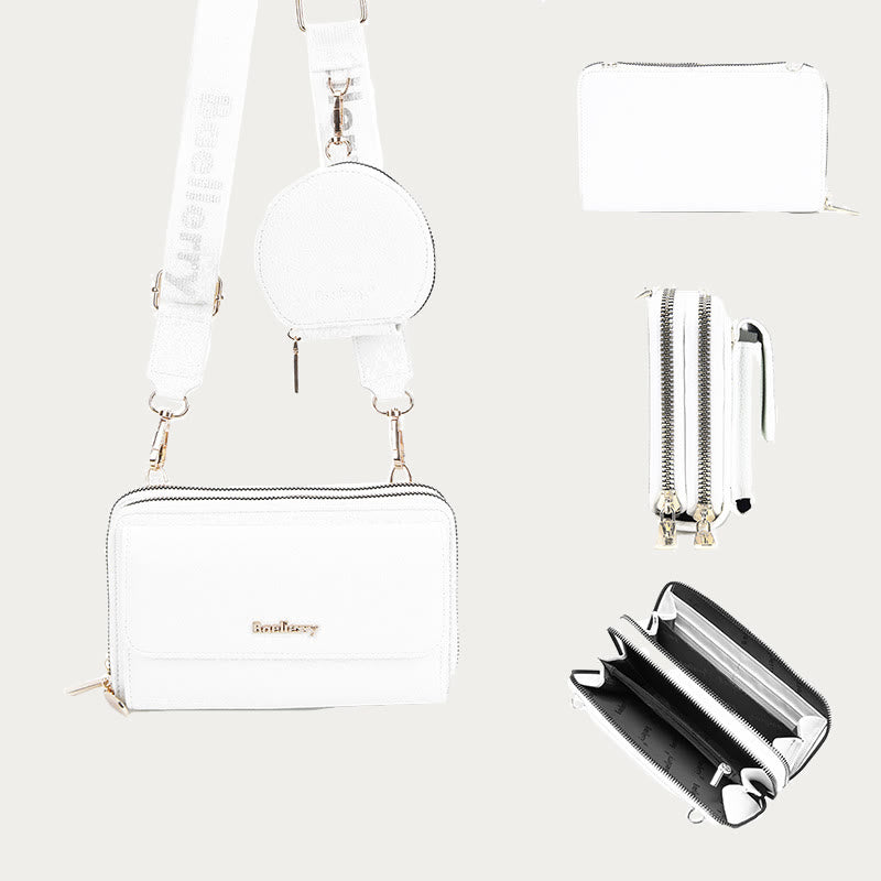 Handytasche für Damen mit Lychee-Muster und Alphabet-Trägern, Umhängetasche
