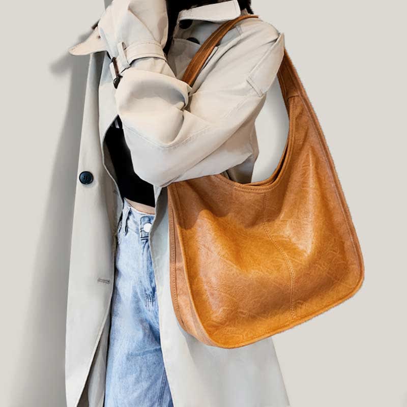 Hobo-Geldbörse, Handtasche für Damen, weiches Leder, Schultertasche mit Griff oben