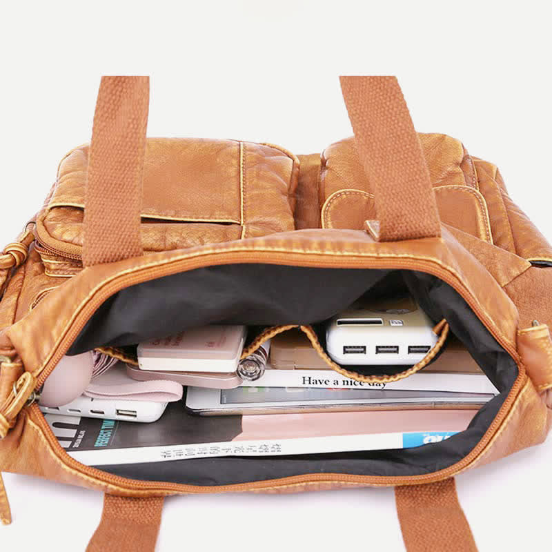 Retro-Tragetasche aus Kunstleder für Damen, Schultertasche mit Crossbody-Gurt