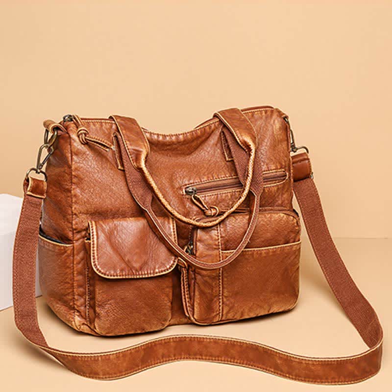 Retro-Tragetasche aus Kunstleder für Damen, Schultertasche mit Crossbody-Gurt