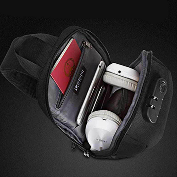 Diebstahlsichere, wasserdichte Brusttasche mit USB-Ladeanschluss