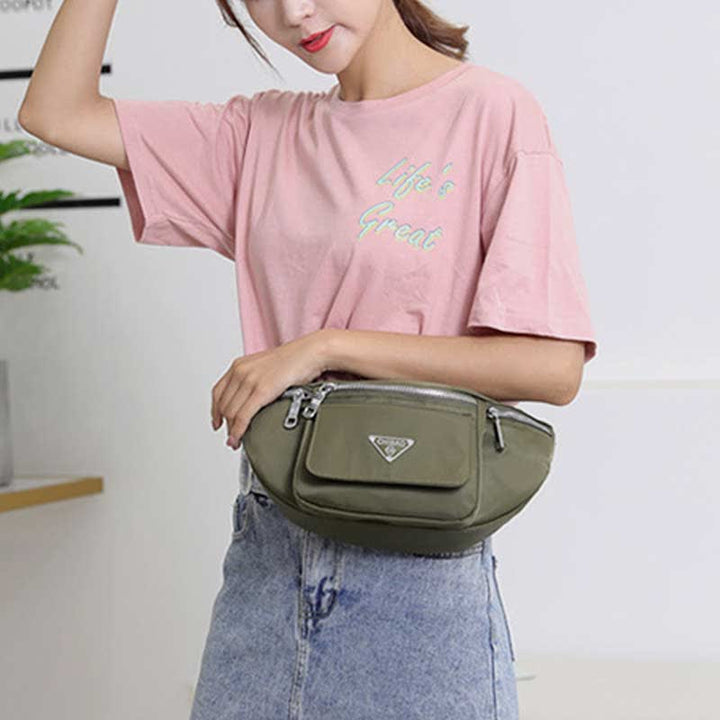 Nylon-Hüfttasche mit mehreren Taschen, leichte Brusttasche mit mehreren Tragemöglichkeiten, Hüfttasche