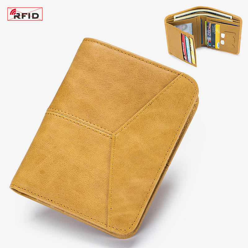 Herren RFID Bifold Trifold Geldbörse Einfarbige Leder Multifunktionale Geldbörse
