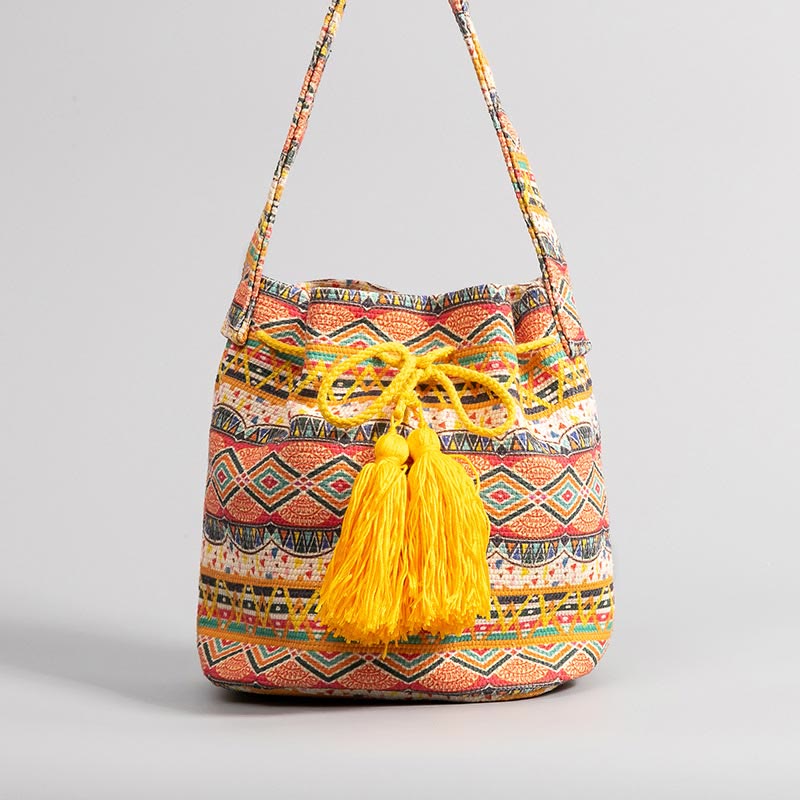 Umhängetasche für Damen im Bohemian-Stil, lässige Einkaufstasche aus Segeltuch