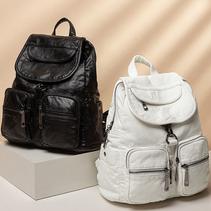 Weicher Leder-Reiserucksack, kleiner, wasserdichter, lässiger Tagesrucksack für Damen