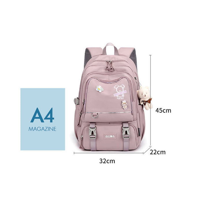 Rucksack für Damen, mehrere Taschen, großes Fassungsvermögen, Polyesterfaser, Schul-Tagesrucksack