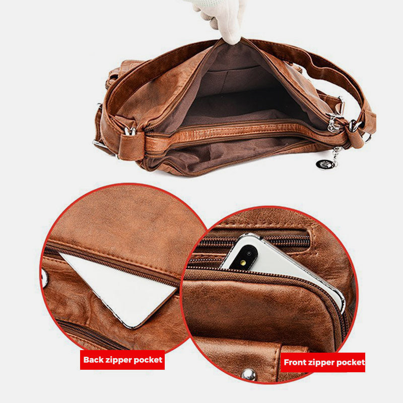 2-Wege-Verwendung, mehrere Taschen, große Kapazität, Vintage-Rucksack, Umhängetasche