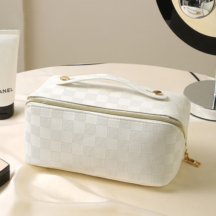 Kosmetiktasche für Damen, Reise, praktische Make-up-Tasche aus PU-Leder