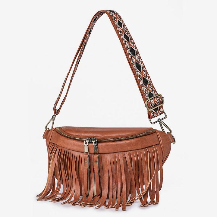 Kunstleder Quaste Gürteltasche Brusttasche für Damen