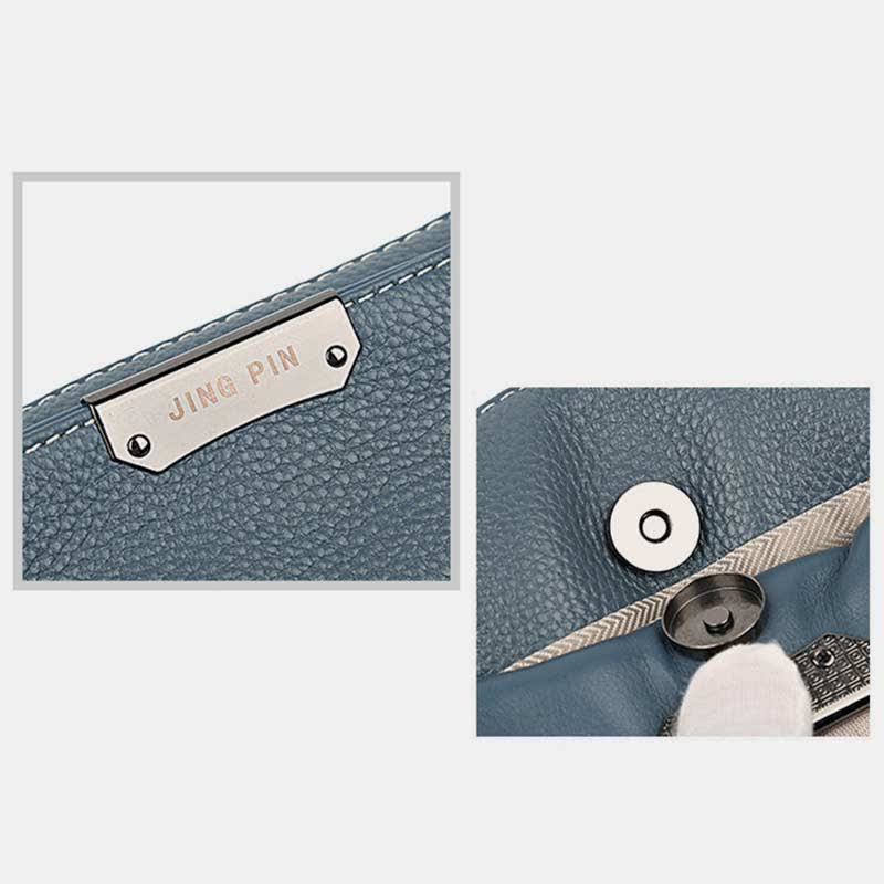 Kleine Umhängetasche aus echtem Leder mit drei Fächern, Schultertasche für Damen