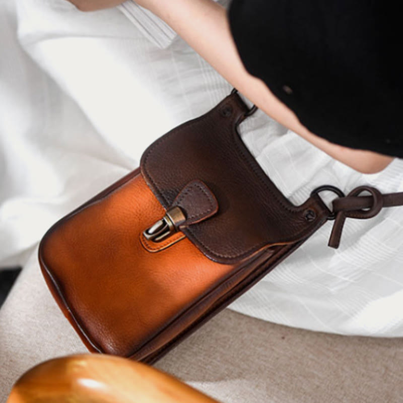 Handgemachte Umhängetasche für Frauen Mini Retro Shopping Handytasche