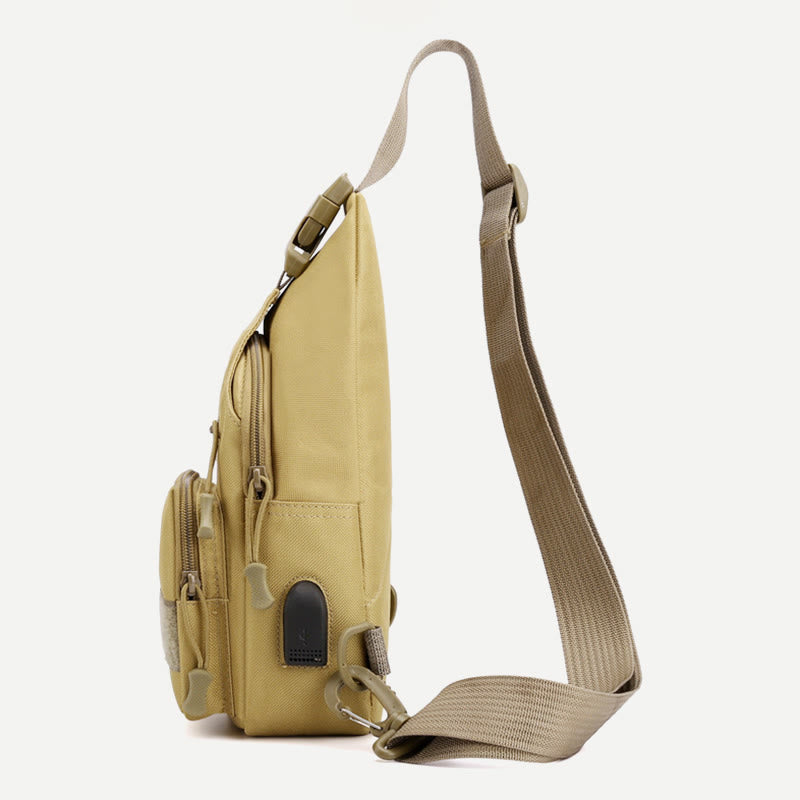 Schultertasche für Herren aus Canvas, lässig, sportlich, große Brusttasche