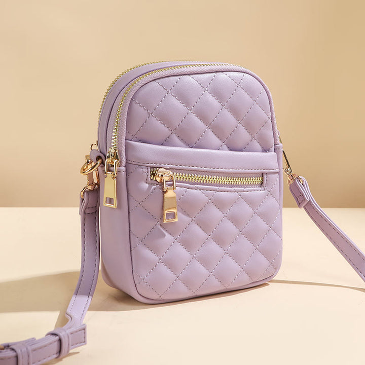 Handytasche für Damen mit Rautenmuster, einfarbig, Mini-Tasche