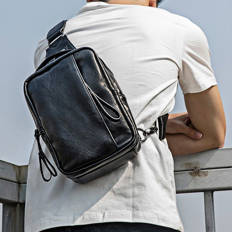Schultertasche für Herren, Freizeit, Sport, Umhängetasche aus Leder
