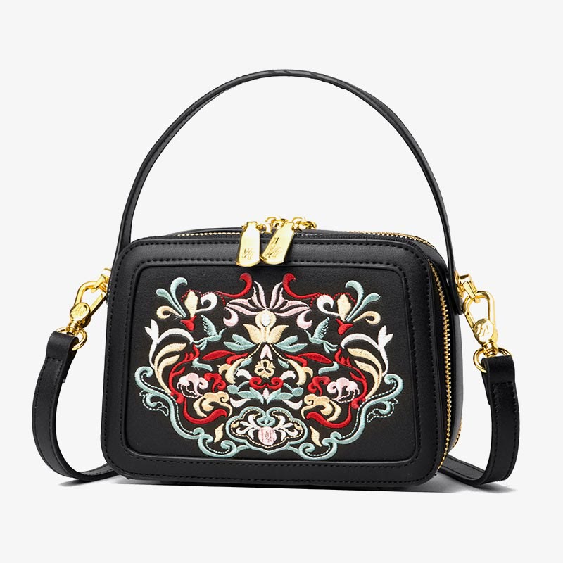 Top-Griff-Tasche für Frauen Vintage Stickerei Folk-Custom Shopping Umhängetasche