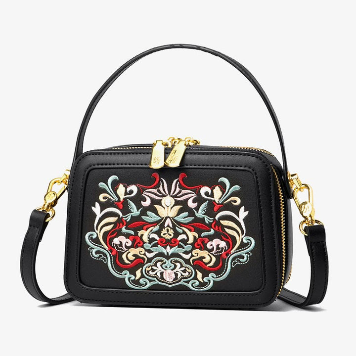 Top-Griff-Tasche für Frauen Vintage Stickerei Folk-Custom Shopping Umhängetasche