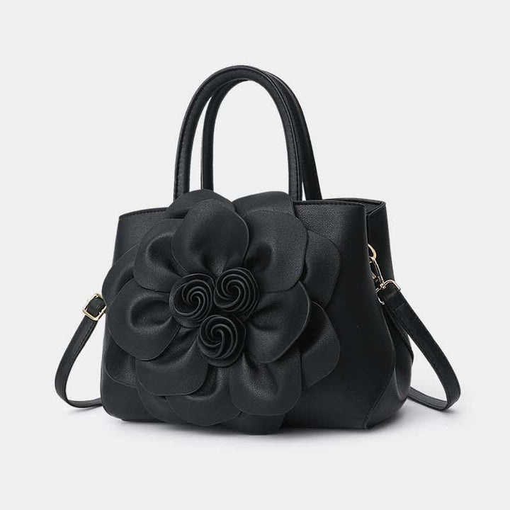 Damen Floral Elegante Schultertasche Vegan Leder Handtasche Satchel Geldbörsen