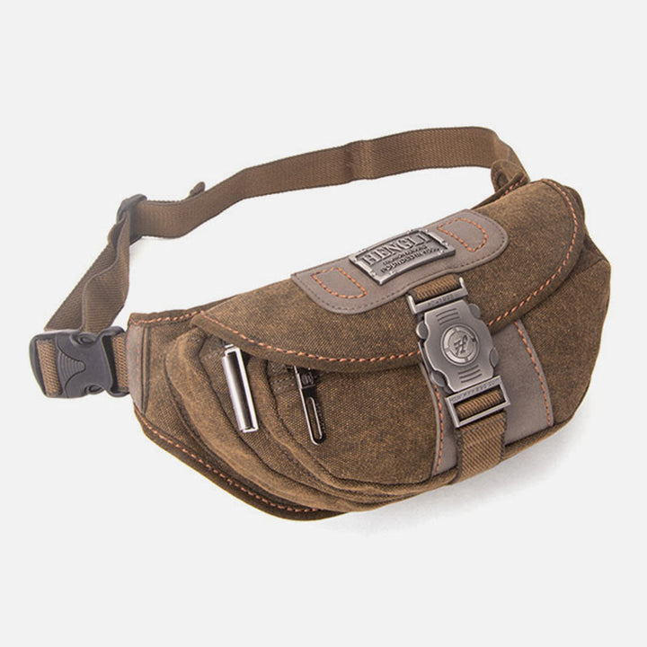 Canvas-Hüfttasche für Männer, kleine Umhängetasche im Retro-Stil, Halbmond-Tasche