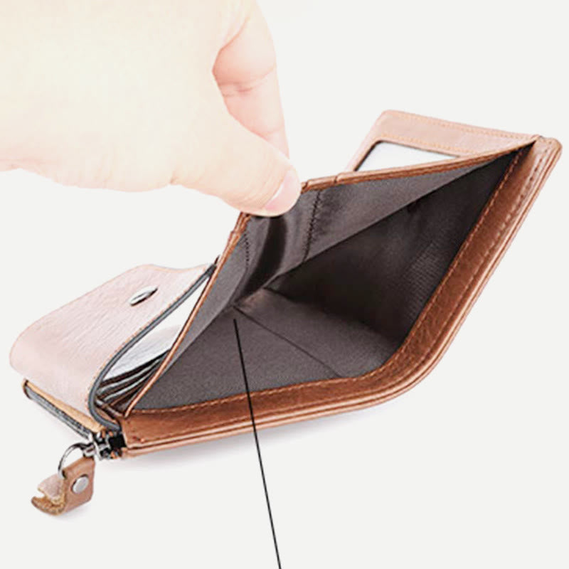 Geldbörse Herren RFID Vintage Doppelt gefaltet Ölwachs Leder Geldbörse