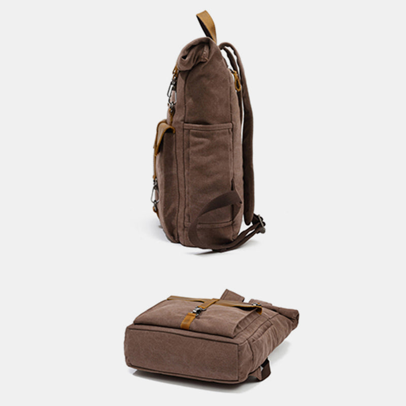Unisex Canvas Leder Wandern Reise Rucksack Rucksack Schultasche Daypack