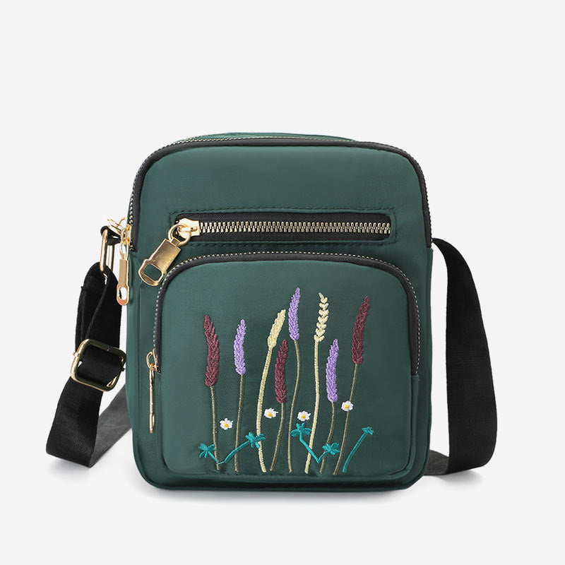 Leichte, wasser- und reißfeste Umhängetasche für Damen mit mehreren Taschen und Stickereien