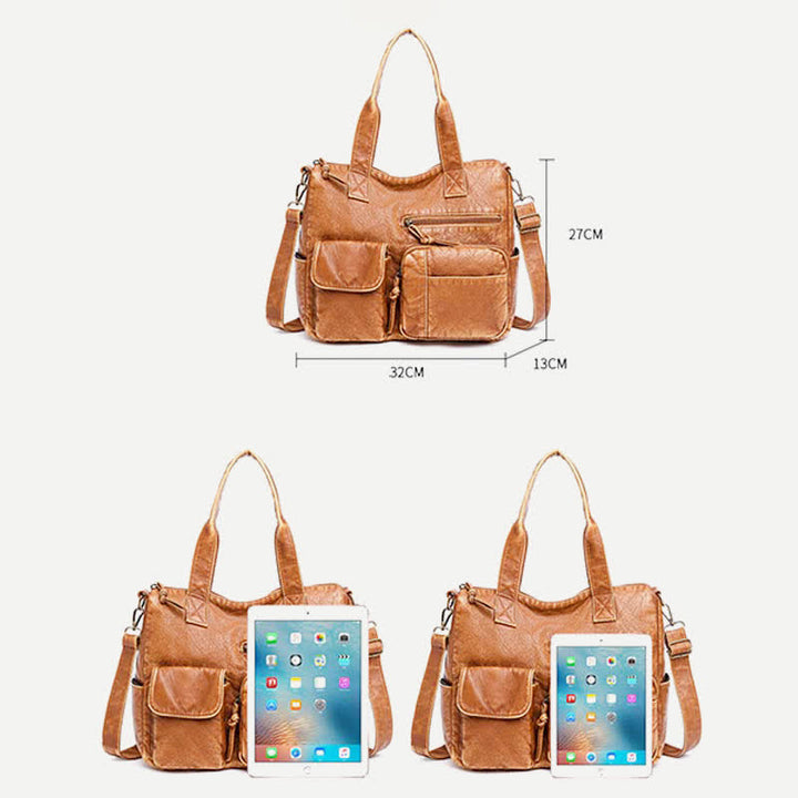 Retro-Tragetasche aus Kunstleder für Damen, Schultertasche mit Crossbody-Gurt