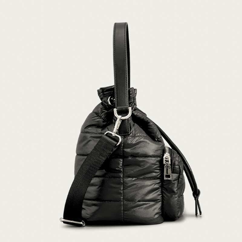 Puffer-Beuteltasche mit Kordelzug für Damen, Daunen-Umhängetasche, gesteppte Umhängetasche