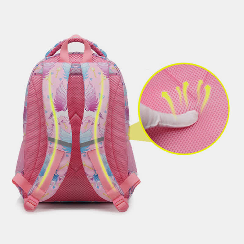 Einhorn-Schulranzen-Set für Mädchen, Rucksack, Büchertasche, Lunchtasche, Federmäppchen