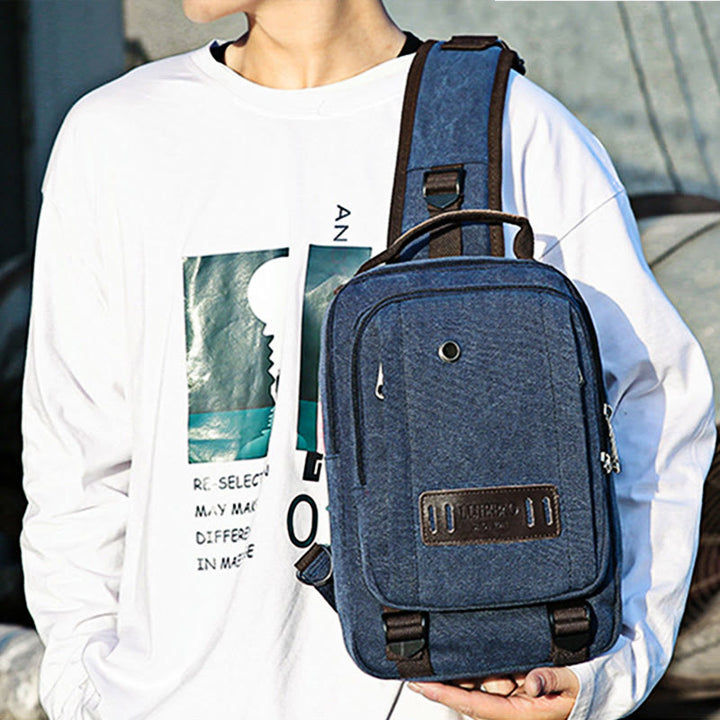 Schultertasche für Herren, Outdoor, lässig, Retro, Umhängetasche, Brusttasche
