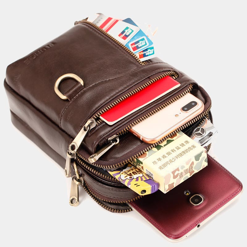 Multifunktionale Leder-Telefontasche, Hüfttasche, Umhängetasche