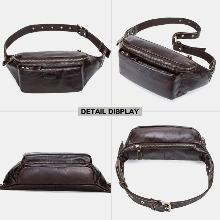 Gürteltasche aus echtem Leder, Brusttasche mit verstellbarem Gürtel