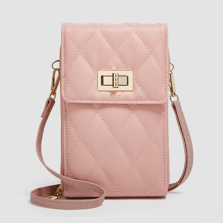 Handytasche für Damen, einfarbig, schmale Umhängetasche, Münzgeldbörse