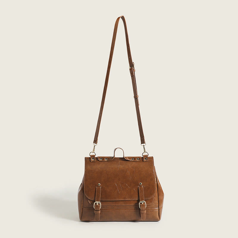 Rucksack für Damen, Vintage, Ölwachsleder, multifunktionale Umhängetasche