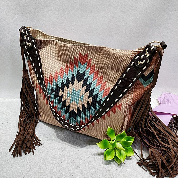 Damen-Einkaufstasche, modisch, böhmische Quaste, Umhängetasche, Vintage-Boho-Handtaschen