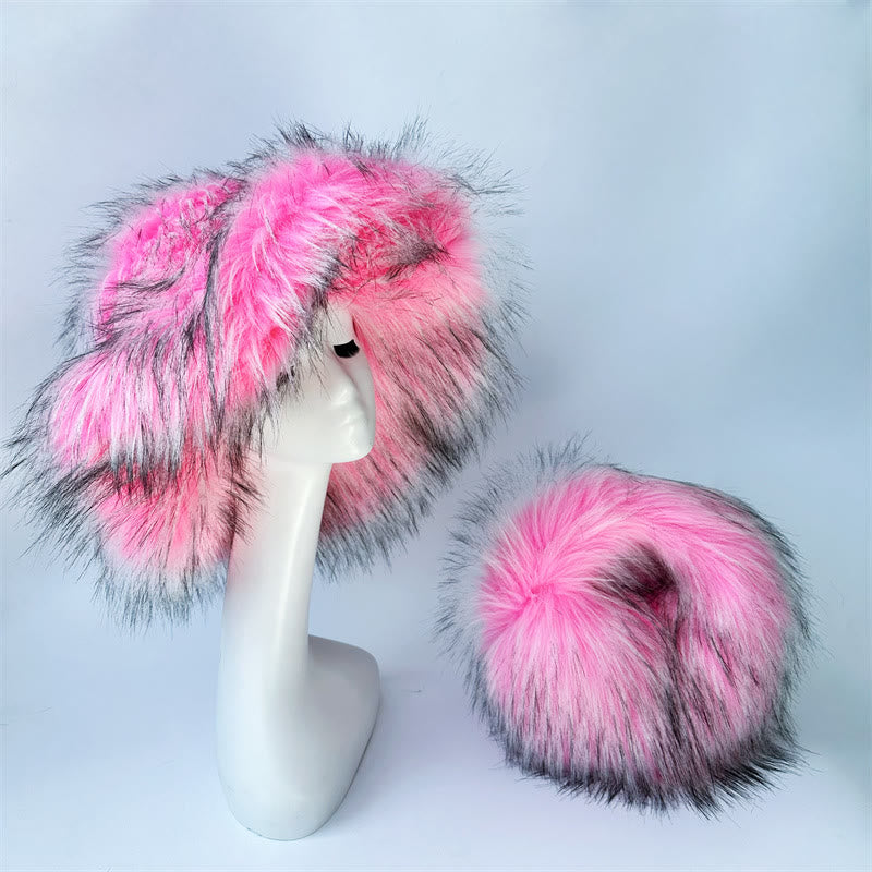 Kunstpelz weiche Huttasche Set für Frauen Winter Dating