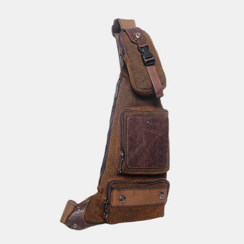 Sling Bag für Herren, schwarze Vintage-Business-Umhängetasche aus Canvas